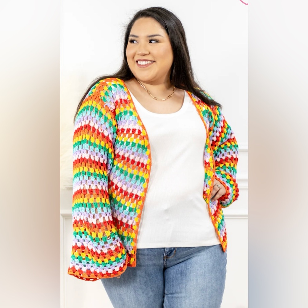 Rainbow Reef Knit Cardigan Sweater! Dress up or be casual! New with tags! Gift!